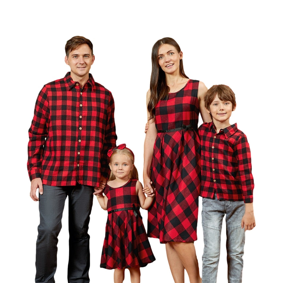 Mosaic Family Matching Clothing Plaid Sets Cotton Pajamas