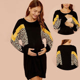 Women Leopard Long-sleeve Maternity Dresses Shirts