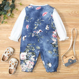 Baby Girl Retro Floral Jumpsuits Sets 2 Pcs