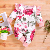 Baby Girl Flower Ruffled One Pieces Long Leg Jumpsuit Rompers