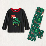 Family Matching Christmas Elf Hat Letter Print Pajamas