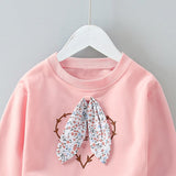 Kid Baby Girl Floral Bunny Ear Splice Pullover Sweatshirts