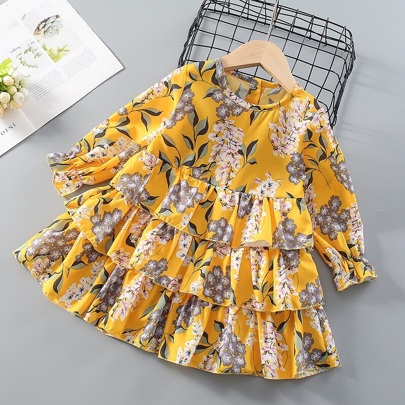 Baby Girl Long-sleeve Autumn Floral Sweet Dress
