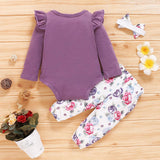 Baby Girl 3pcs Sweet Floral Sets Long-sleeve Infant Set