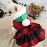 Pet Supplies Puppy Kitten Christmas Plaid Skirt Winter