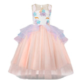 Kids Baby Girls Ball Gown Unicorn Princess Birthday Party Teen Rainbow Horse Dress