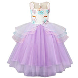 Kids Baby Girls Ball Gown Unicorn Princess Birthday Party Teen Rainbow Horse Dress