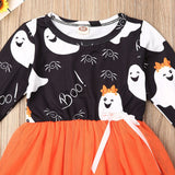 Kid Baby Girl Halloween Print Long Sleeve Tutu Party Dresses