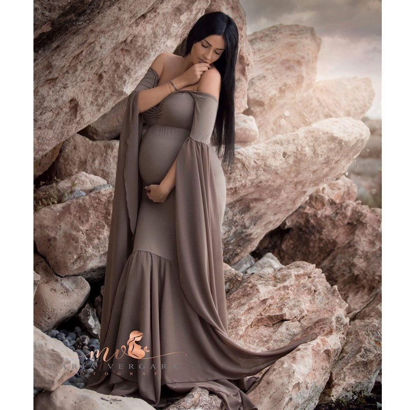 Sexy Shoulderless Maternity Photography Long Dress