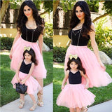 Family Matching  Pink Patchwork Mesh Princess Dress