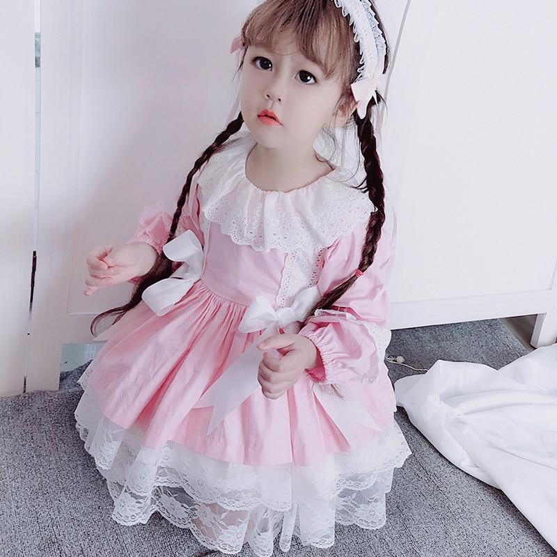 Kid Baby Girls Boutique Party Lace Bow Gown Lolita Robe Dresses