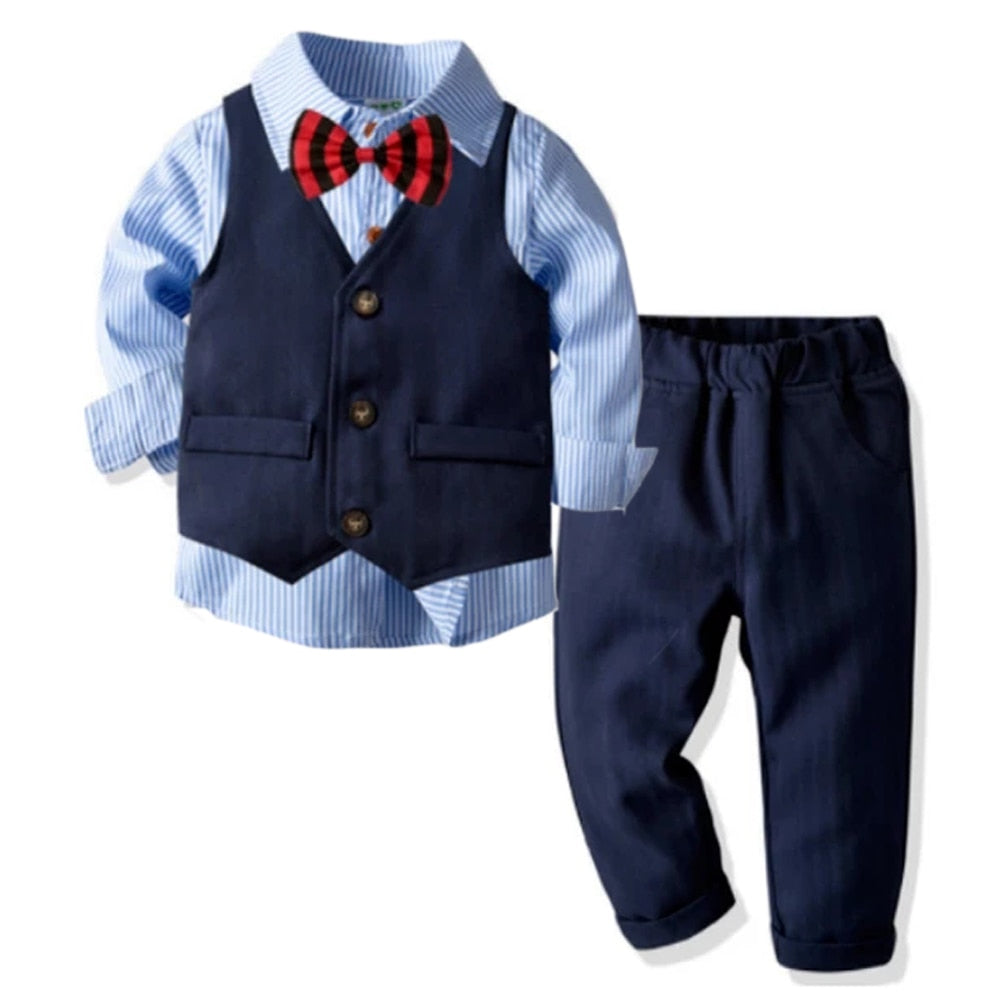 Kid Baby Boy Long-sleeved Gentleman Suit Party Formal 3 Pcs