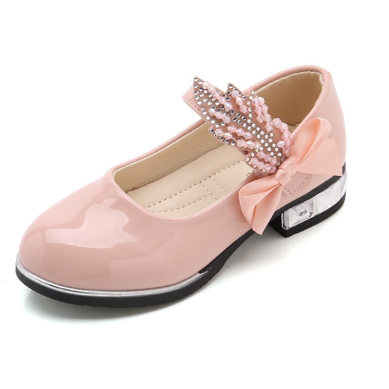 Girls Leather Bowknot Rhinestones Dance Party Shoes