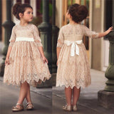 Kid Baby Girls Flower Lace Hollow Party Frocks Dress