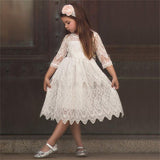 Kid Baby Girls Flower Lace Hollow Party Frocks Dress