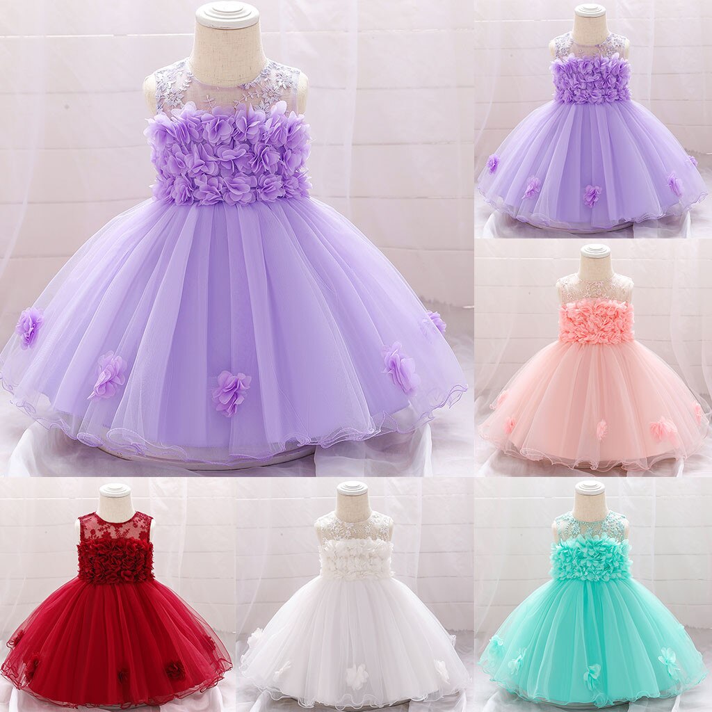 Baby Girls Princess Bridesmaid Pageant Gown Birthday Party Dresses
