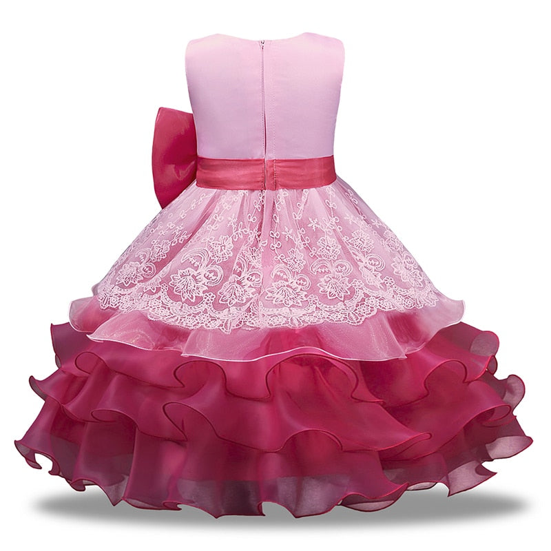 Kid Girl Dresses Sleeveless Lace Bowknot Flower Princess Dress
