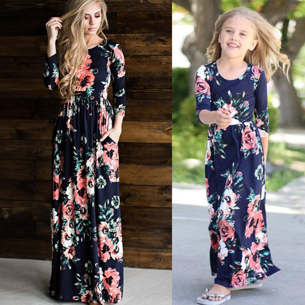 Family Dresses Matching Long Dresses Outfits
