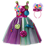 Kids Girl Carnival Frock Little  Birthday Fancy Rainbow Tutu Dress
