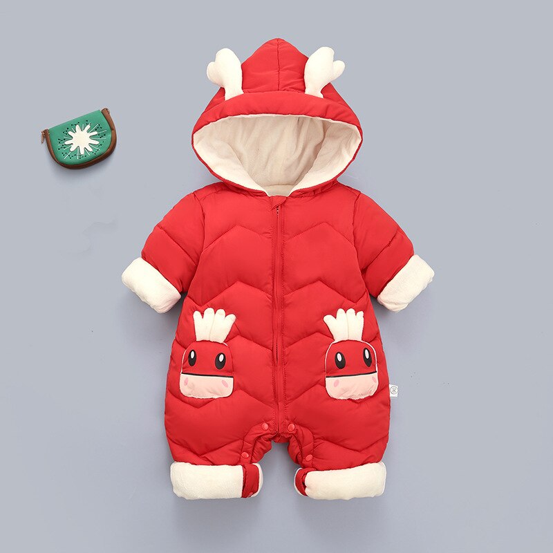 Thick Warm Infant Baby Boy Girl Jumpsuit Hooded Rompers