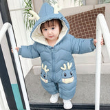 Thick Warm Infant Baby Boy Girl Jumpsuit Hooded Rompers