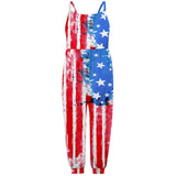 Kids Girl 4th Of July Independence Day Print Sleeveless Jumpsuit Pants