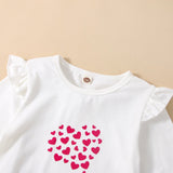 Baby Girl Set Long Sleeve Romper Little Heart Flare Valentine 3 Pcs Sets