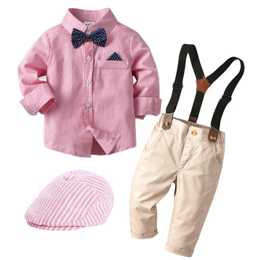 Toddler Kid Baby Boys Casual Striped Sets 4 Pcs Sets