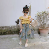 Kids Baby Girl Ruffle Vest Tops+Flower Skirt 2pieces Casual Outfit Set