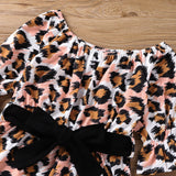 Kids Baby Girls Long Sleeve Off Shoulder Leopard Print Sets