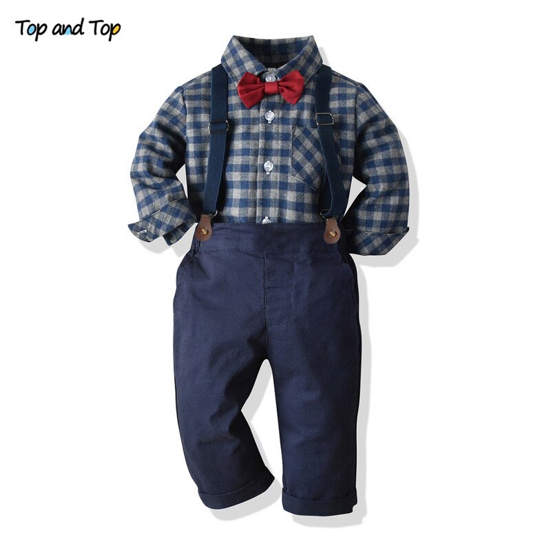 Baby Boys Sets Toddlers Casual Plaid Outfits 2 Pcs