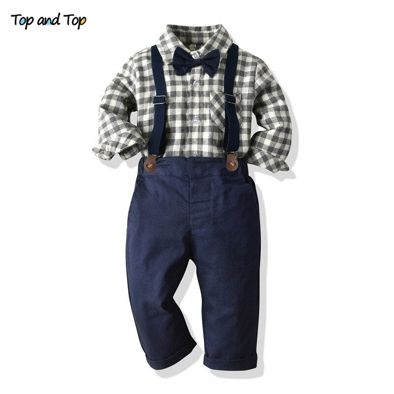 Baby Boys Sets Toddlers Casual Plaid Outfits 2 Pcs