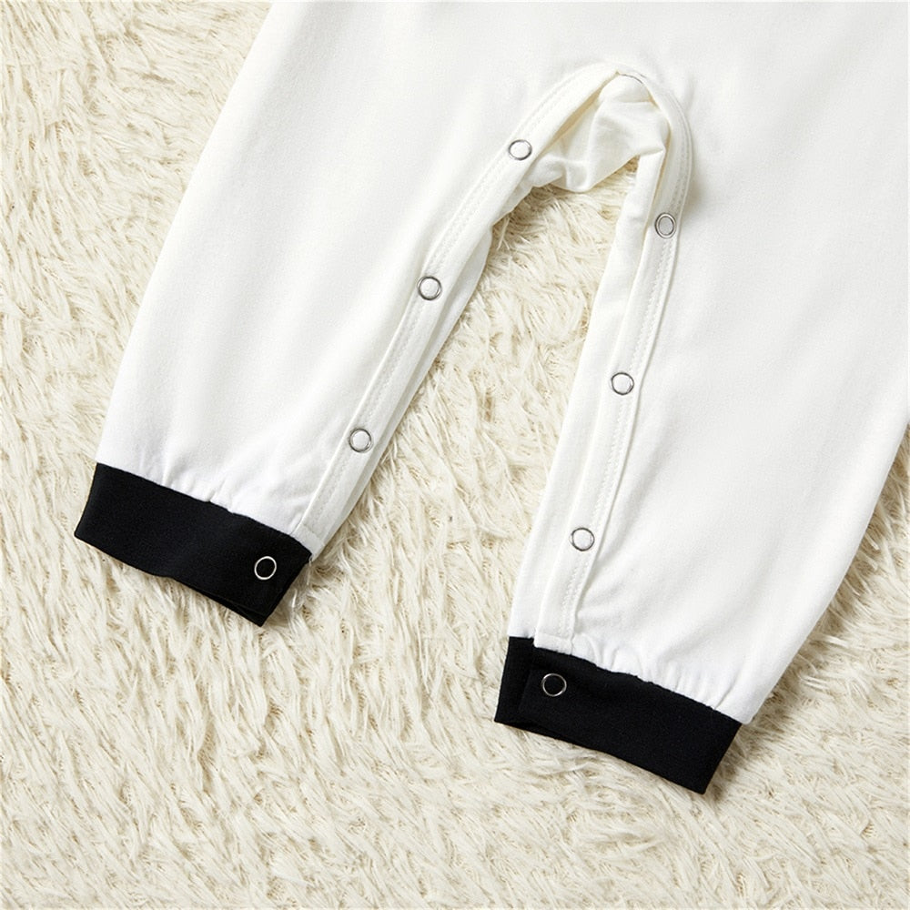 Family Matching Black White Casual Pajama Sleepwear