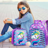 Kid Girl Unicorn Backpack 16 inch Sequin Bookbag Box
