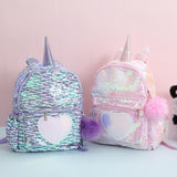 Kids Girls Unicorn Cute Sequins Backpack School Bags