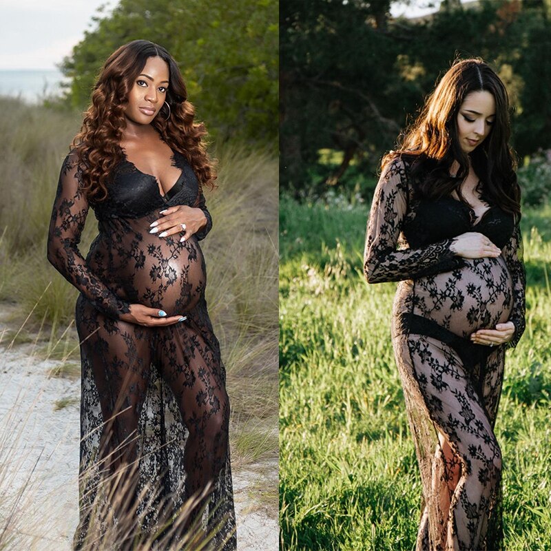 Maternity Dress V-neck Lace Pregnancy Dresses