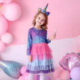 Kid Baby Girl Mermaid Sequins Tutu Dress Ball Gown Elegant Party Dress