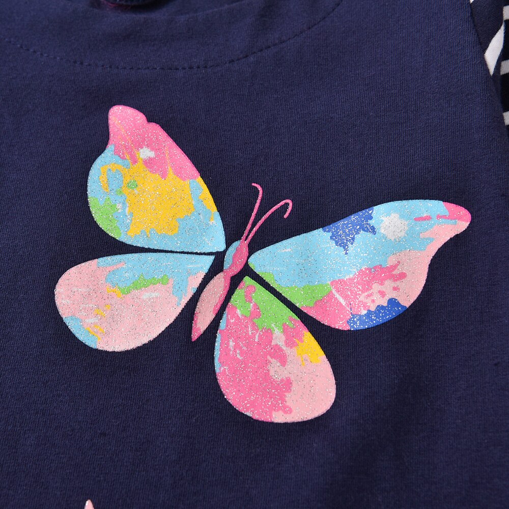 Kid Girls Butterfly Print Autumn Dresses