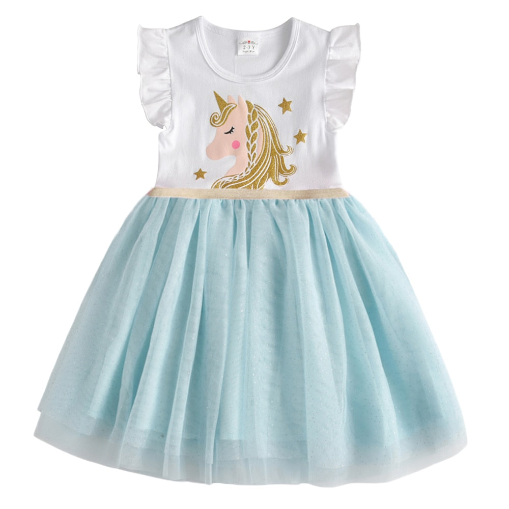 Baby Girls Kids Casual Unicorn Patchwork Dress