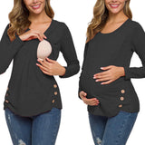 Maternity Long Sleeve Side Button Tunic Nursing Top