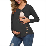 Maternity Long Sleeve Side Button Tunic Nursing Top