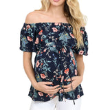Maternity Short Sleeve Tops Breastfeeding Off Shoulder Floral Shirt Tops