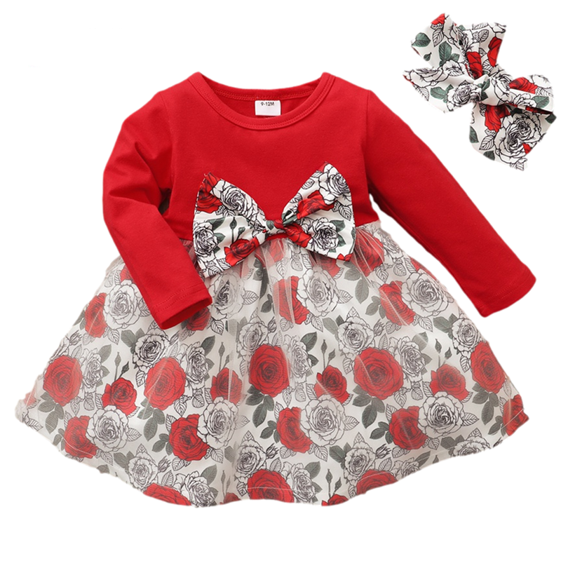 Baby Girl Long-sleeve Autumn Winter Floral Christams Valentine Dress