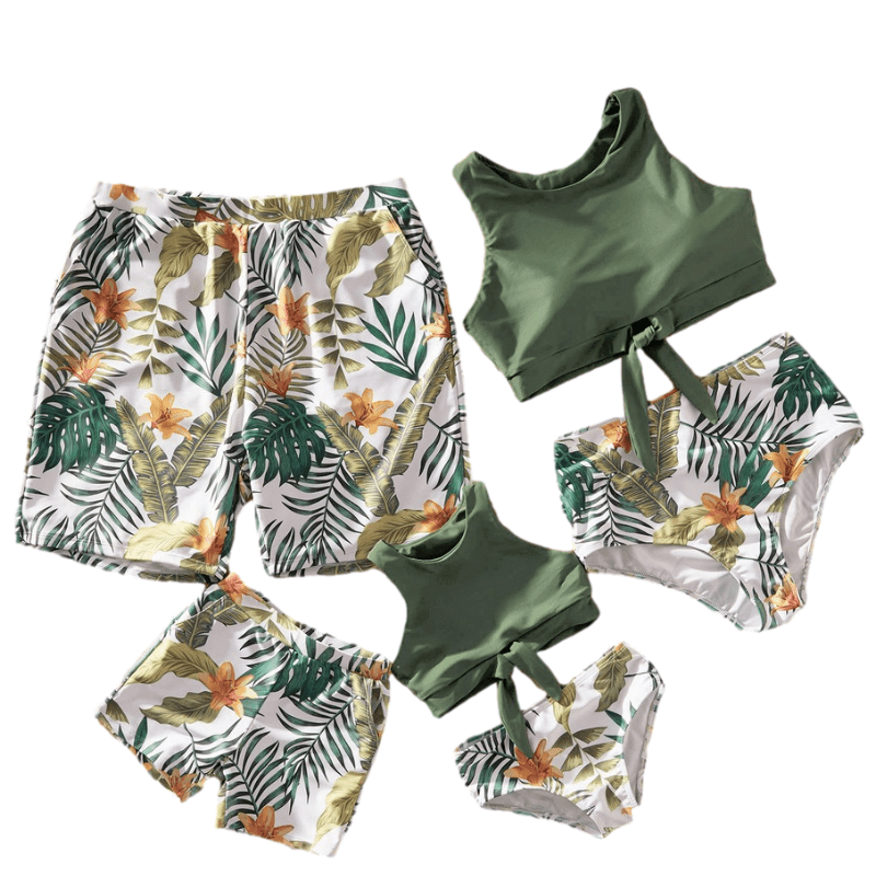 Family Swimsuits Floral and Leaf Print  Family Matching
