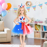 Kids Girls Independence Day with Bow Cartoon Festive Bow Tutu Dress