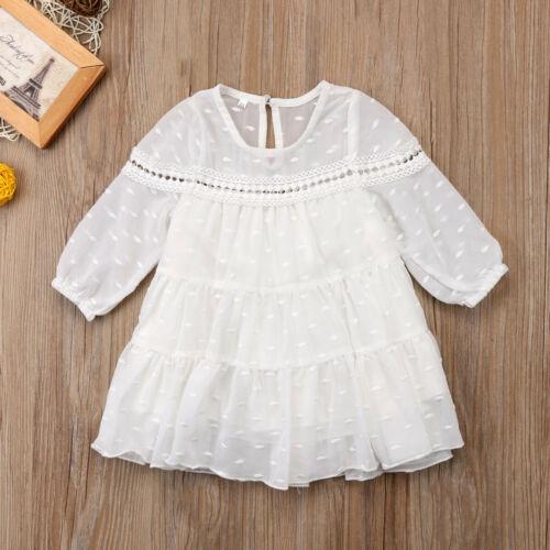 Kid Baby Girl Princess Tulle Long Sleeve Dress Party Formal Dresses