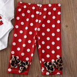 Baby Girl Love Polka Dot Leopard Print Valentine 3 Pcs Sets