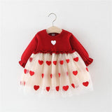 Baby Girl Valentine Love Heart Mesh Lace Dress