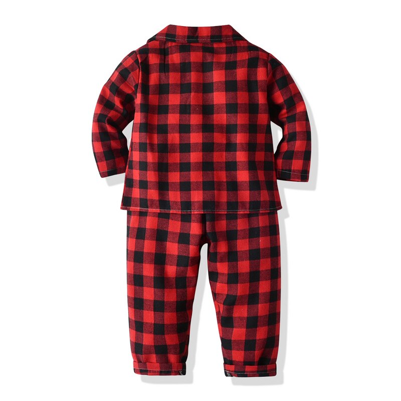 Kids Baby Boy Girl Pajamas Autumn Spring Plaid Sleepwear